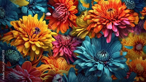 Zinnia flowers in floral spring background. Generative AI