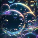 Small colored bubbles within larger bubbles in a beautiful view