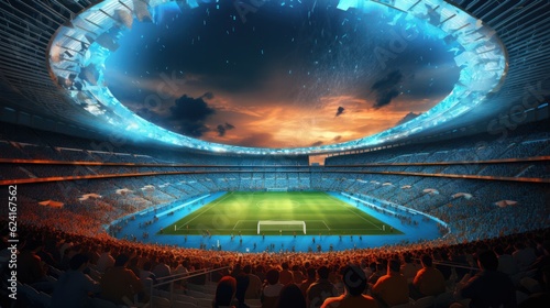 Soccer stadium. Illustration AI Generative.