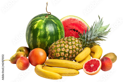 Tableau sur toile PNG. Ripe tropical fruits on a white background. isolate