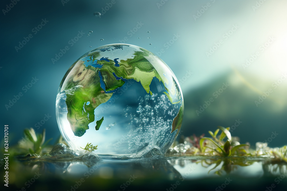 Save the water concept World Water Day realistic photo, highlighting the significance of water preservation. Generative AI