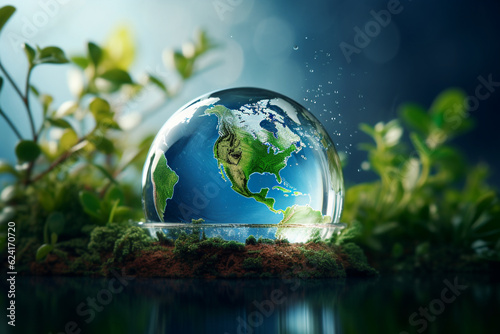 Saving water and world environmental protection concept: Promoting responsible water usage and global environmental consciousness. Generative AI
