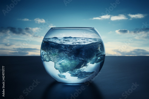 World Ocean Day save water campaign concept: Realistic photo emphasizing the connection between oceans and water conservation. Generative AI