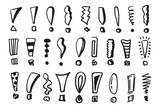 Set of hand drawn Sketch exclamation marks. Vector illustration. Doodle icon collection.