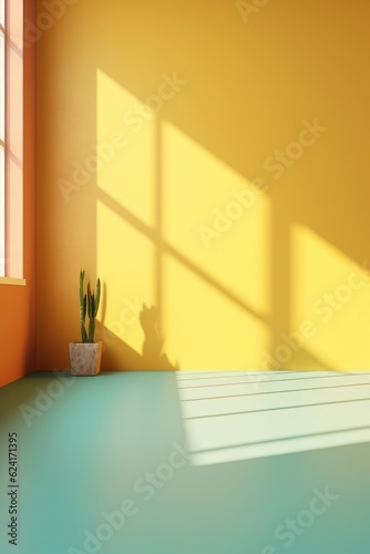 Colorful minimal interior  wall and floor with shadow  AI Generated