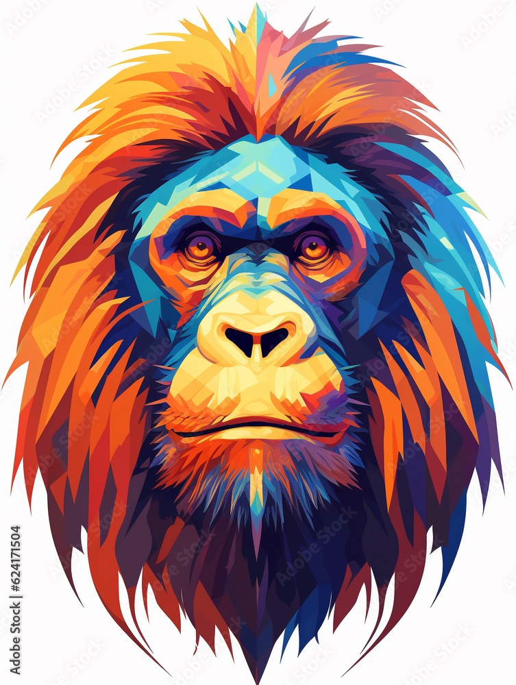 A Vector Art Illustration of a Geometric Orangutan with Bold Sharp Angles | Generative AI A Vector Art Illustration of a Geometric Orangutan with Bold Sharp Angles | Generative AI