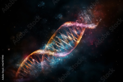 DNA strand, Spiral DNA Strand in a Vein Ambience, Illuminated by a Bright Molecule, Unveiling Organic Connections and Inner Light, Amidst Floating Human Cells and Viral Presence