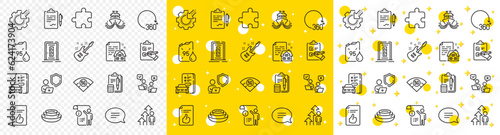 Outline Approved document, Puzzle and Chat line icons pack for web with Dishes, Seo gear, Lease contract line icon. 360 degrees, 5g wifi, Car registration pictogram icon. Ship. Vector