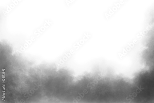 Dark black smoke or fog isolated on transparent white background. Smog or Mist effect on white 