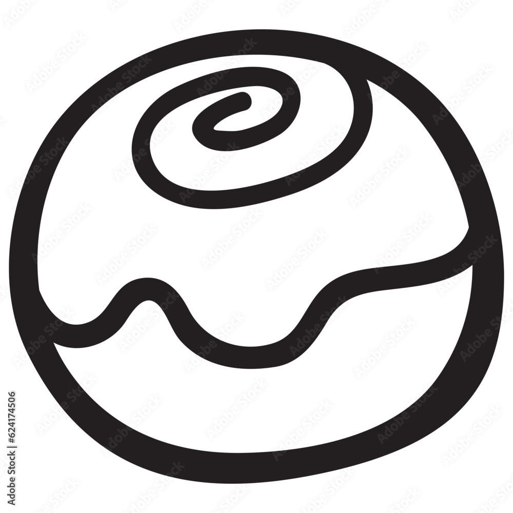 Black single cinnamon roll line icon. Simple modern cafe food flat ...