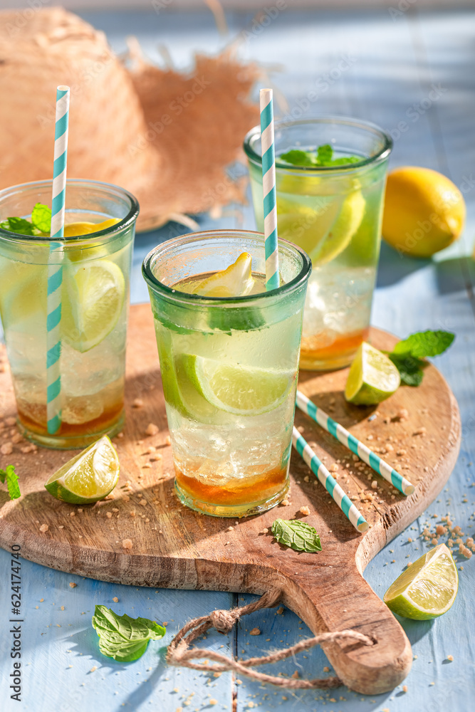 Fototapeta premium Fresh lemonade as a drink for hot days.