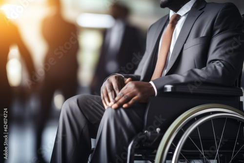 A disabled man in a wheelchair. The concept of a low-mobility category of people. Portrait with selective focus © top images