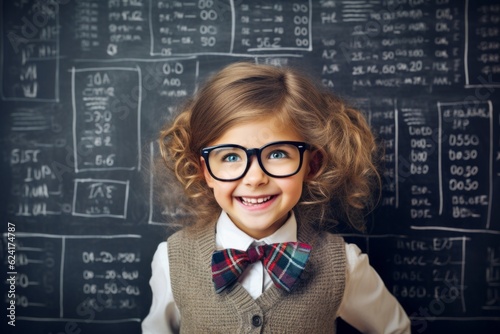 The boy answers at the blackboard in the classroom. Back To School concept. Background with selective focus