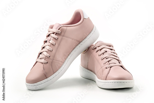 Pink tennis shoes isolated on white background © Ivan