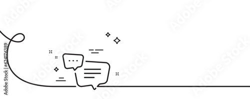 Text message line icon. Continuous one line with curl. Chat comment sign. Speech bubble symbol. Text message single outline ribbon. Loop curve pattern. Vector