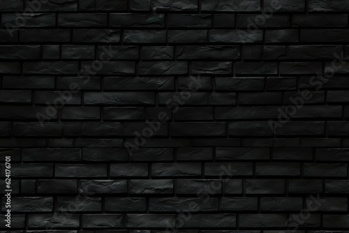 black painted brick wall pattern   Generative AI
