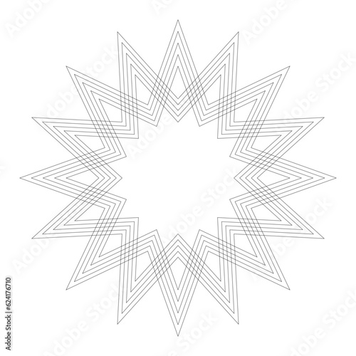Decorative geometric figure. Black outline guilloche design element. Abstract background for certificate or diploma and currency design