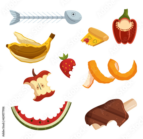 Organic Waste Set, F Biodegradable Materials Such As Food Scraps, And Plant-based Products, Ready For Composting