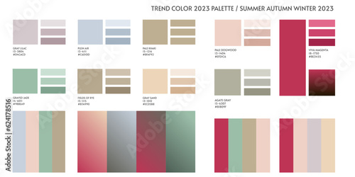 New fashion color and gradients trend 2023. Color palette forecast of the future color trend and gradients new color combinations Summer Autumn Winter 2023