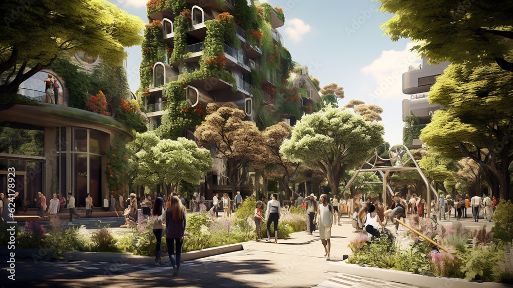 Biophilic urbanism concept, showcasing the integration of natural ...