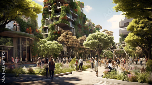 Biophilic urbanism concept, showcasing the integration of natural elements within urban environments. The necessity of creating sustainable, green spaces amidst urban development