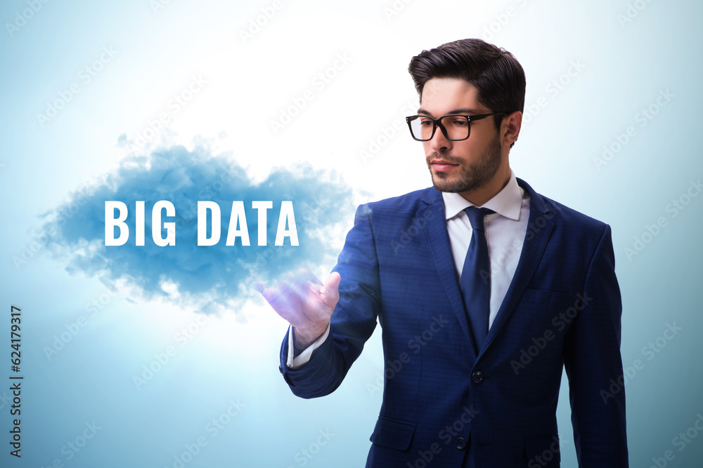 Big data concept with business people pressing virtual buttons Big data concept with business people pressing virtual buttons