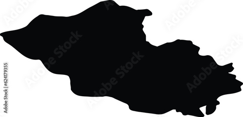 Silhouette map of Fermanagh United Kingdom with transparent background.