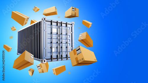 Flying cargo container. Car...