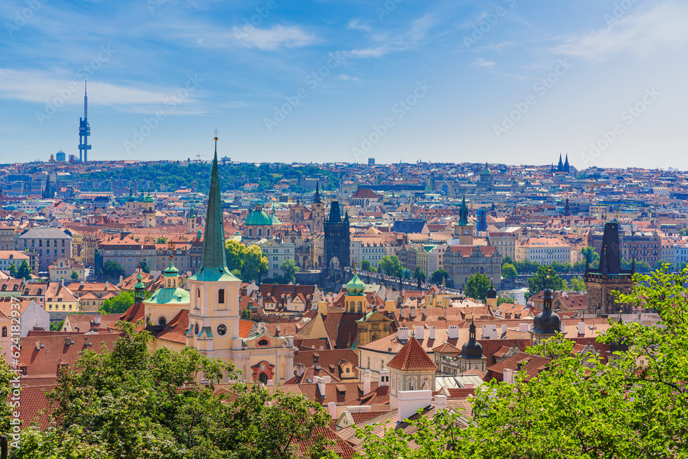 Panoramic view of Prague city, Czech Republic Capital City