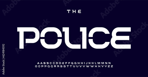 Stencil alphabet embodies modern technology. Futuristic strict slab serif letters, minimalist font for cyberpunk genre, EDM, futuristic space headline, contemporary typography. Vector typeset