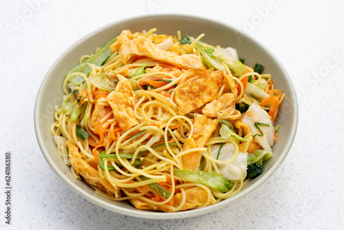 Chinese-styled fried noodle. Asian cuisine