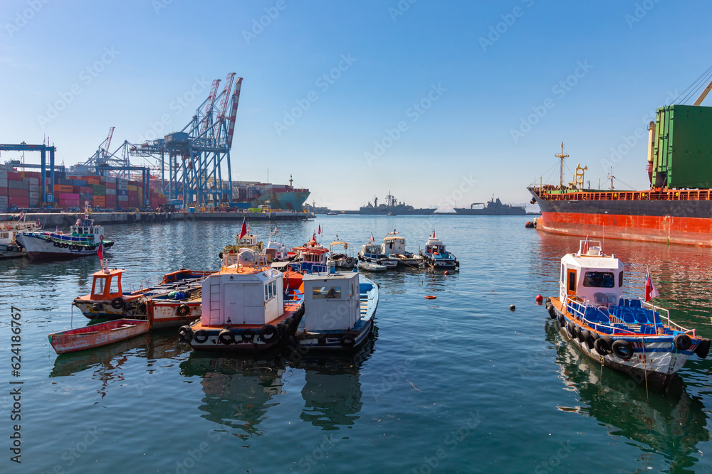 boats in port Vina del Mar, Valparaiso, Chile