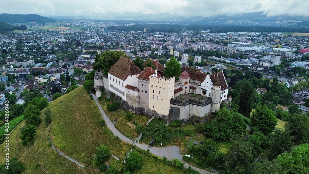 drone photo Lenzburg Castle, schloss Lenzburg Switzerland europe