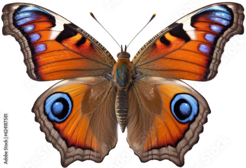 PNG peacock butterfly isolated on transparent background. Digital illustration © LiliGraphie