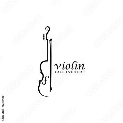 Violin viola fiddle cello instrument gold logo design