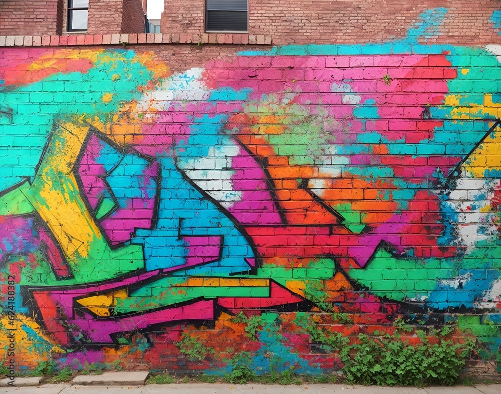 colorful graffiti wall, AI generated
