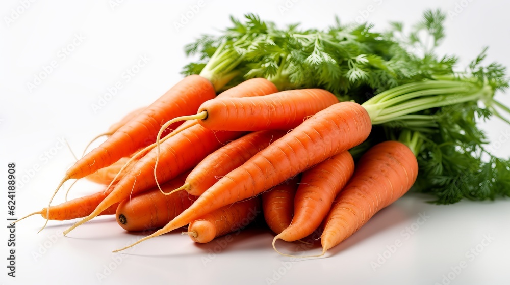Carrot on the white background. Created with Generative AI technology. Carrot on the white background. Created with Generative AI technology.