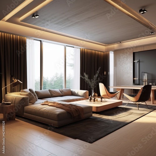 Ultra Modern & Luxury Living Room, Natural Light coming from the Windows. © Boss