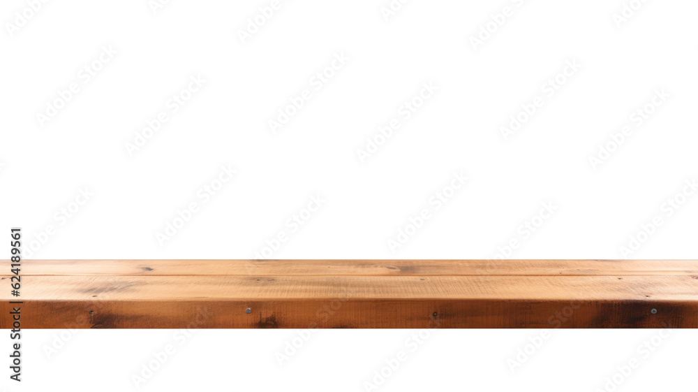 Blank Wooden Table Mockup in Front View with Light Brown Finish. Isolated on Transparent Background. Generative AI Blank Wooden Table Mockup in Front View with Light Brown Finish. Isolated on Transparent Background. Generative AI