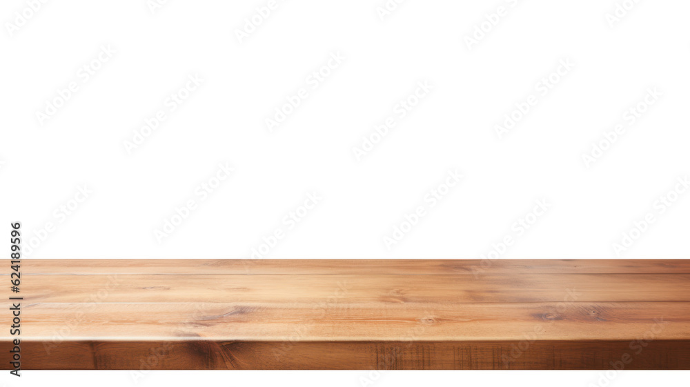 Blank Wooden Table Mockup in Front View with Light Brown Finish. Isolated on Transparent Background. Generative AI Blank Wooden Table Mockup in Front View with Light Brown Finish. Isolated on Transparent Background. Generative AI