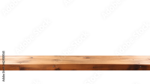 Blank Wooden Table Mockup in Front View with Light Brown Finish. Isolated on Transparent Background. Generative AI