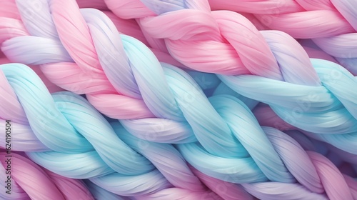 Pastel beautiful advertising delicate background. Twisted threads and ropes. AI generation.