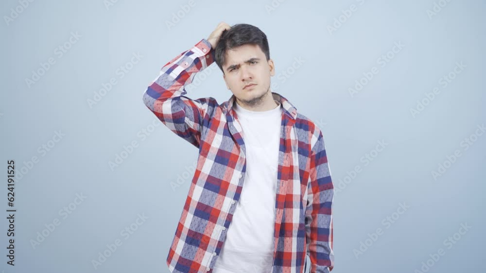 Thoughtful man towards the camera. Thoughtful man towards the camera.