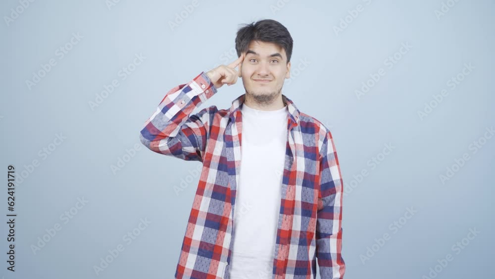 Man showing mind to camera. Man showing mind to camera.