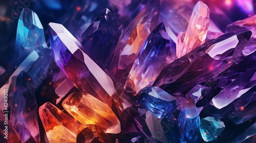 Colorful beautiful advertising background. From bright crystals. AI generation.
