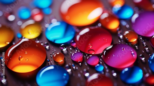 Colorful beautiful advertising background. From colorful water drops. AI generation.
