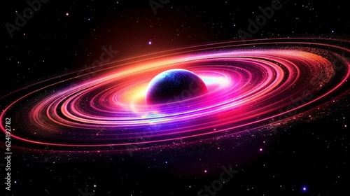 Space galaxy background with saturn planet. Generative ai