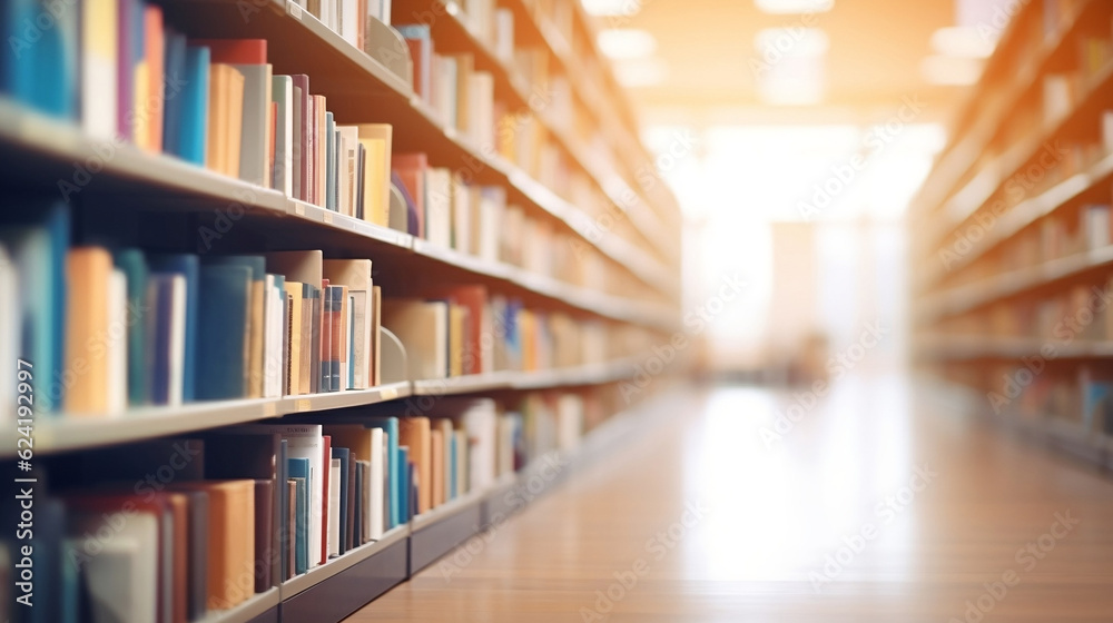 library shelves with books