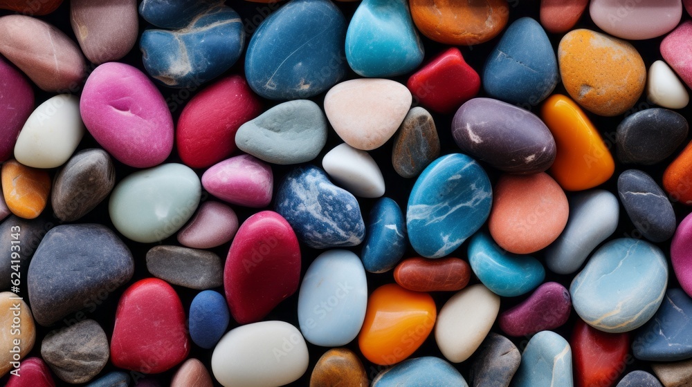 Colorful beautiful advertising background. From bright pebbles. AI generation. Colorful beautiful advertising background. From bright pebbles. AI generation.