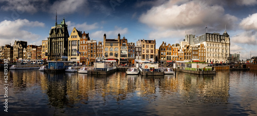 Amsterdam Canal Reflections over Damrak